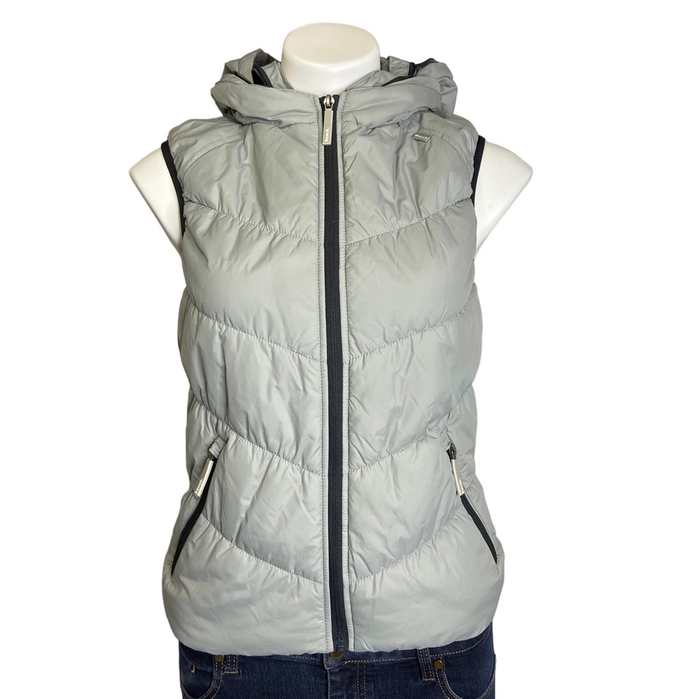BENCH Snooty Hooded Puffer Vest Winter Warm Light Gray Womens Small
